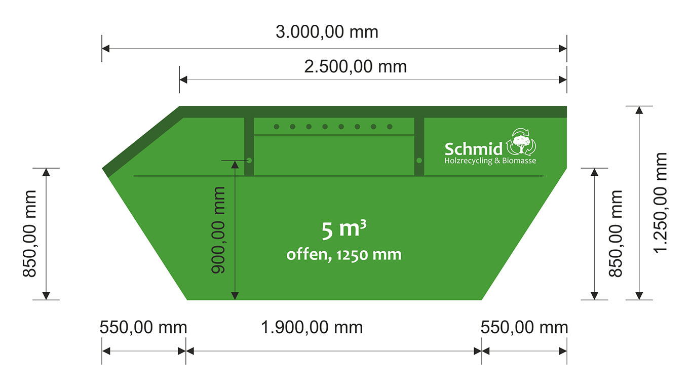 Container offen 1250 mm, 5 m³